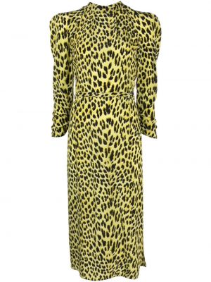 Svilena midi obleka s potiskom z leopardjim vzorcem Zadig&voltaire
