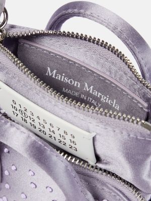 Iš natūralios odos rankinė su viršutine rankena Maison Margiela violetinė