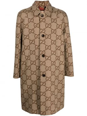 Klasický vlněný dlouhý kabát Gucci - béžová