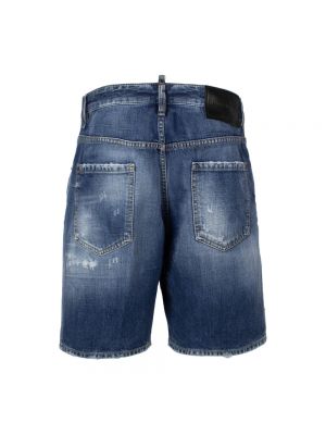 Pantalones cortos vaqueros desgastados con apliques Dsquared2 azul