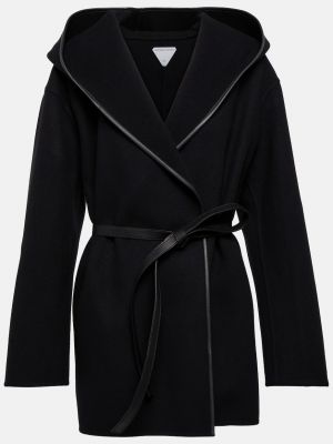 Кашемировое шерстяное пальто Bottega Veneta черное