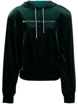 Velours hoodie mit print Alexandre Vauthier grün