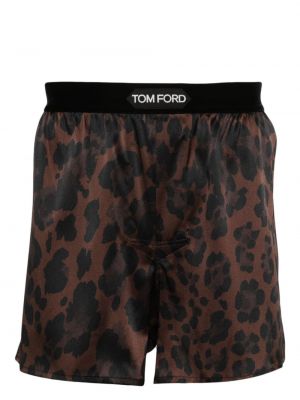 Svilene boksarice s potiskom z leopardjim vzorcem Tom Ford rjava