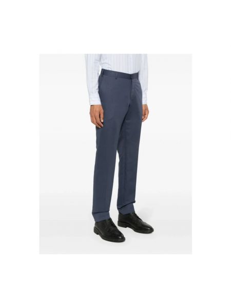 Pantalones de lino slim fit de algodón Brioni azul