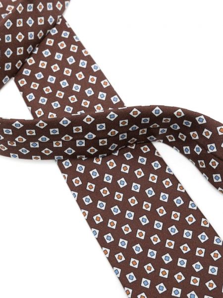 Žakárová hedvábná kravata Canali hnědá