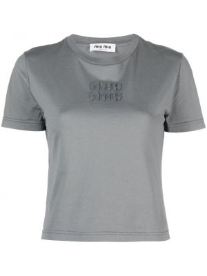 Bavlněné tričko Miu Miu šedé