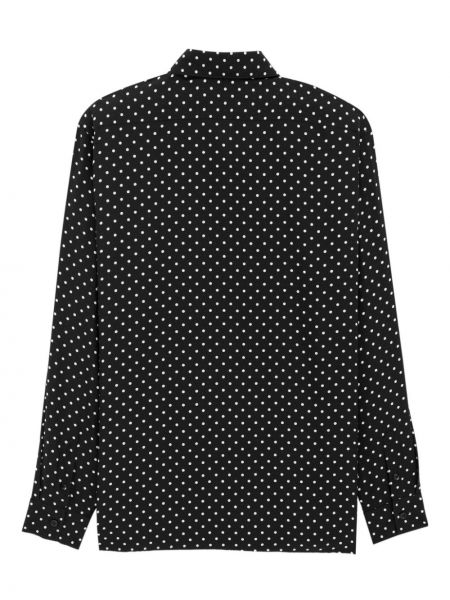 Taškuota šilkinė marškiniai Saint Laurent juoda