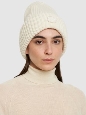 Cappello di lana di lana Moncler bianco