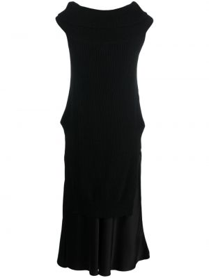 Vlněné dlouhé šaty Semicouture černé