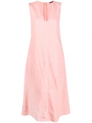 Λινή μίντι φόρεμα σε φαρδιά γραμμή Aspesi ροζ