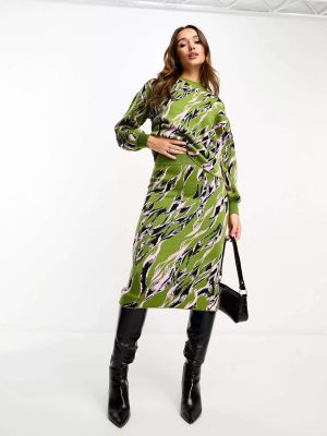 Трикотажная юбка миди с принтом с абстрактным узором Y.a.s. зеленая