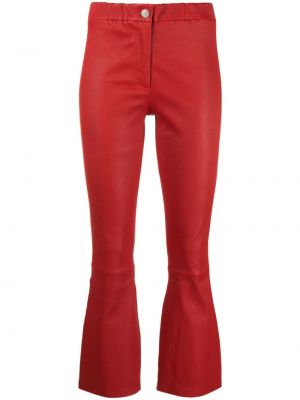 Kožené kalhoty s nízkým pasem Arma červené