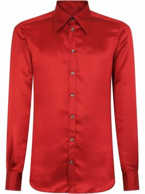 Camicia in tessuto jacquard Dolce & Gabbana rosso