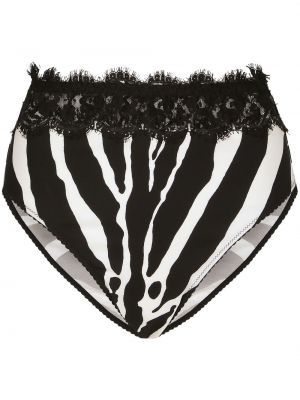 Krajkové kalhotky s potiskem se zebřím vzorem Dolce & Gabbana černé