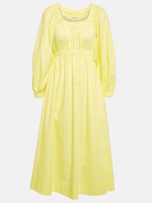 Vestido midi de algodón con volantes Ulla Johnson amarillo