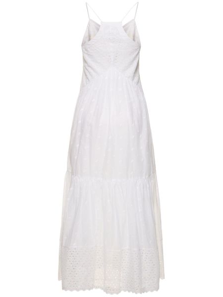 Bavlnené dlouhé šaty s výšivkou Marant Etoile biela