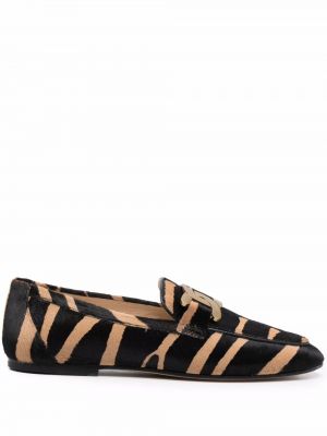 Tiger pels loafers med print Tod's svart