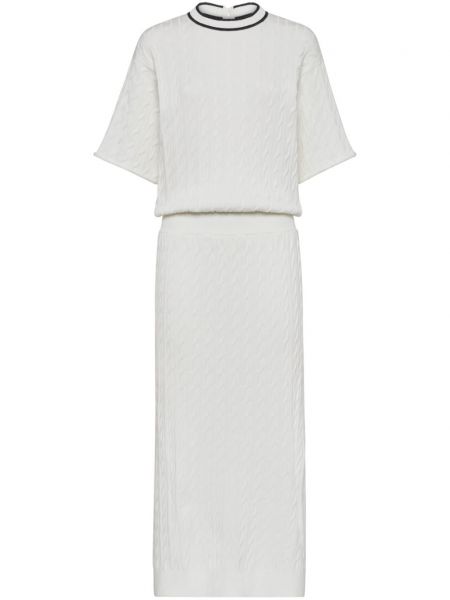 Bavlnené šaty Brunello Cucinelli biela