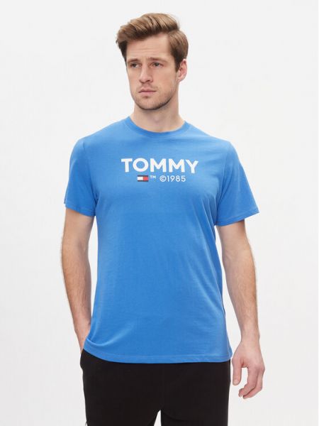 Тениска slim Tommy Jeans синьо