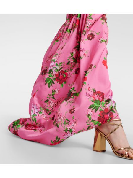 Sukienka długa w kwiatki Markarian różowa