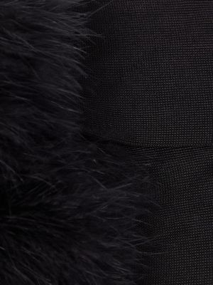 Prozorni rokavice s perjem Saint Laurent črna