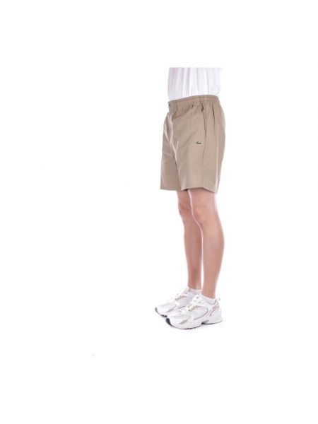 Pantalones cortos con cremallera de algodón con bolsillos Lacoste beige