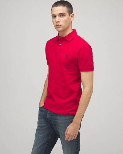 Camiseta slim fit de algodón Polo Ralph Lauren rojo
