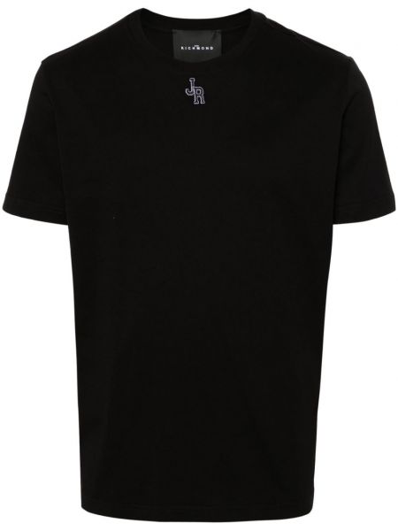 Kokvilnas t-krekls ar izšuvumiem John Richmond melns