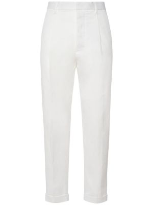 Pantalones de algodón plisados Dsquared2 blanco