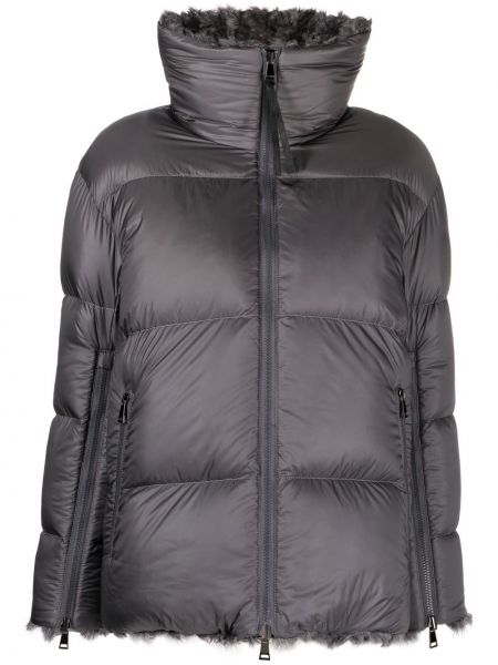 Пухено яке с цип Moncler сиво