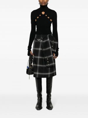 Kostkované vlněné sukně Marina Yee černé