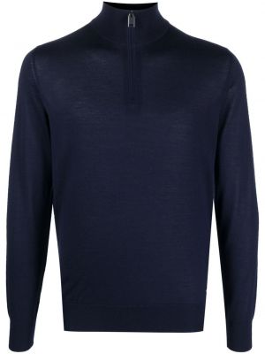 Пуловер с цип Brioni синьо