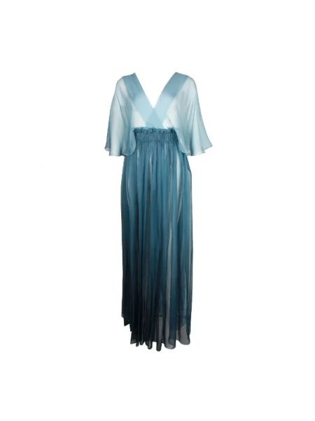 Jedwabna sukienka Dior Vintage niebieska