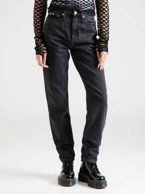 Ravne kavbojke Calvin Klein Jeans črna