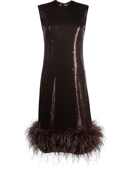 Коктейлна рокля с пайети с пера Atu Body Couture кафяво