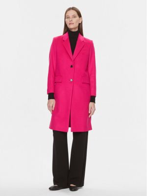 Slim fit vlnený priliehavý zimný kabát Boss ružová