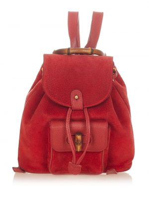 Bambusový semišový batoh Gucci Pre-owned červená