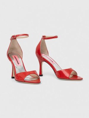 Kožne sandale od lakirane kože Custommade crvena
