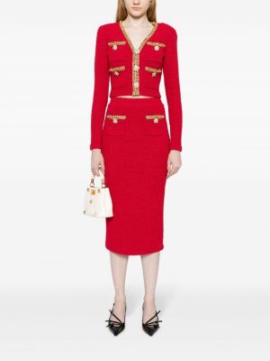 Midi sukně s flitry Self-portrait červené