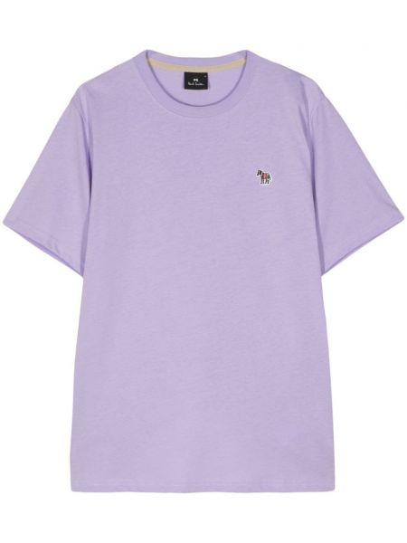 Bombažna majica z zebra vzorcem Ps Paul Smith vijolična