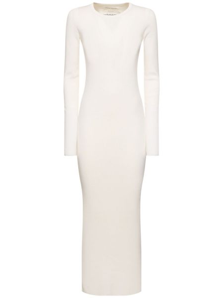 Sukienka długa z kaszmiru bawełniana w wężowy wzór Extreme Cashmere biała