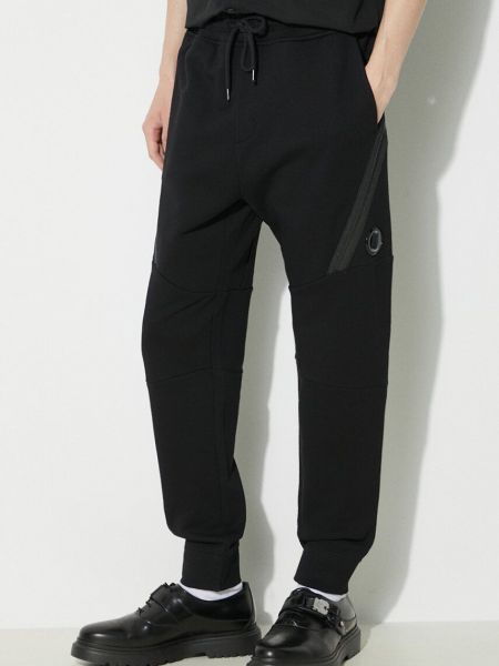 Pantaloni sport din fleece din bumbac C.p. Company negru