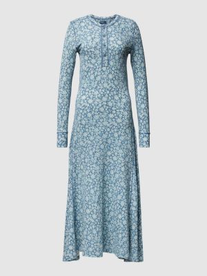 Sukienka midi bawełniana w kwiatki z nadrukiem Polo Ralph Lauren niebieska