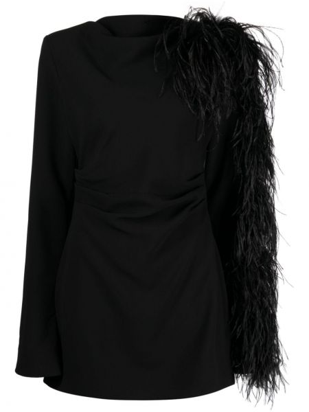 Koktejlkové šaty s perím Rachel Gilbert čierna