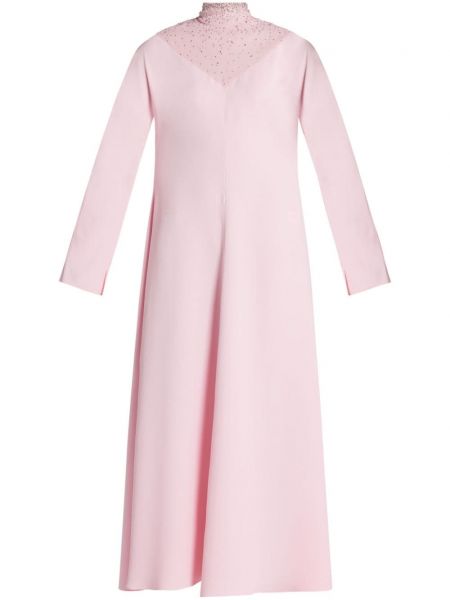 Копринена коктейлна рокля с кристали Versace розово