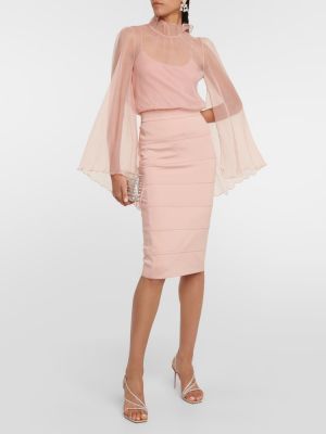 Midi φούστα από ζέρσεϋ Max Mara ροζ