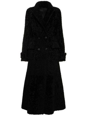 Reverzibilni kožni krzneni kaput od umjetne kože Alberta Ferretti crna