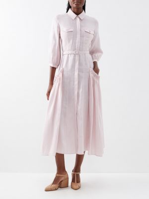 Льняное платье-рубашка woodward с поясом Gabriela Hearst розовый