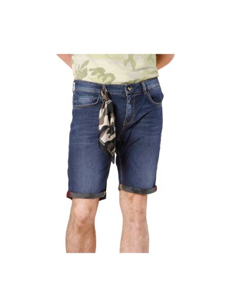 Szorty jeansowe slim fit w kamuflażu Mason's niebieskie