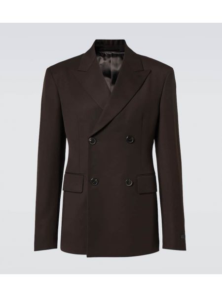 Uld dobbeltradet blazer Prada brun